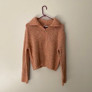 Sincerely Jules, coral, quarter zip sweater, size medium